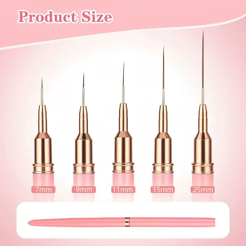 5pcs Nail Art Liner Brush Set UV Gel Nail Brushes Kits French Stripe Line Painting Drawing Flower Pen Professional Manicure Tool