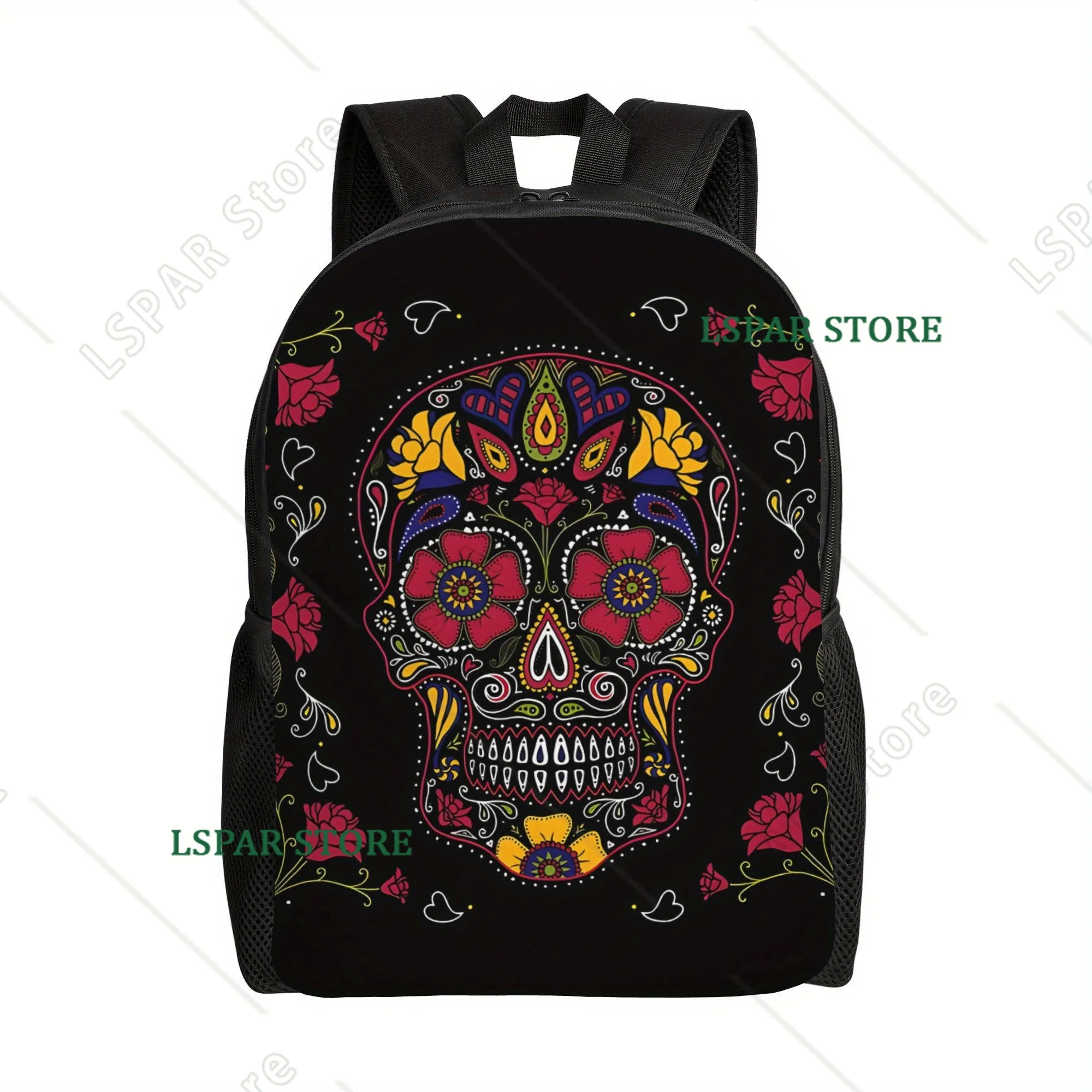 

Рюкзаки с принтом Sugar Skull Day of The Dead, повседневные школьные сумки с принтом, дорожные сумки, рюкзаки для ноутбуков, регулируемые ремни