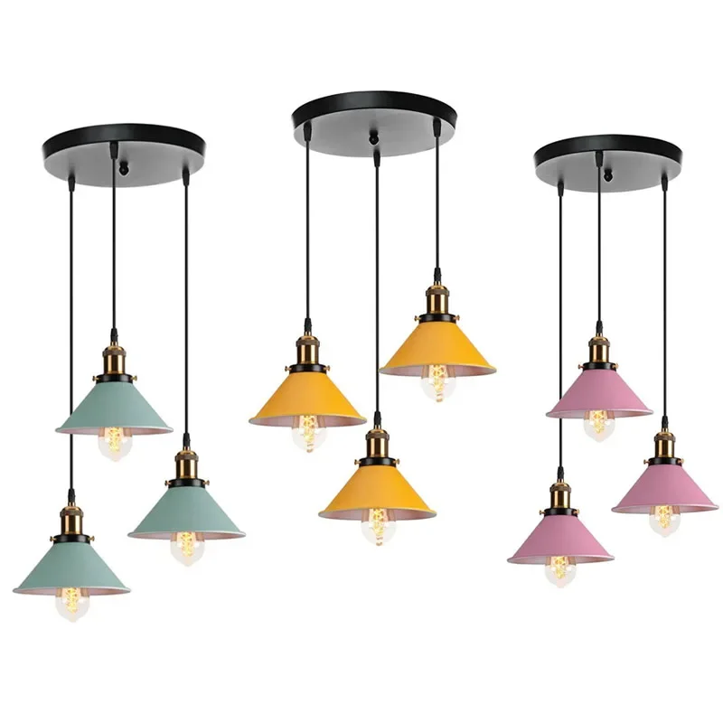 

Industrial Retro Ceiling Chandeliers E27 Pendant Lamps For Kitchen Bedroom Restaurant Home Black/ White 3 Heads Hanging Light