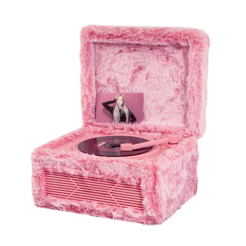 M730 Retro CD Player Plush Pink Album CD Player with Bluetooth Audio Connection Audio Speaker