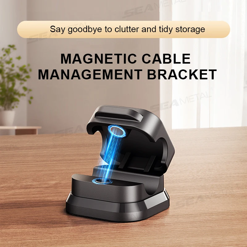 SEAMETAL 10pcs Magnetic Cable Clips Cable Smooth Adjustable Cord Holder Under Desk Cable Management Wire Keeper Cable Organizer