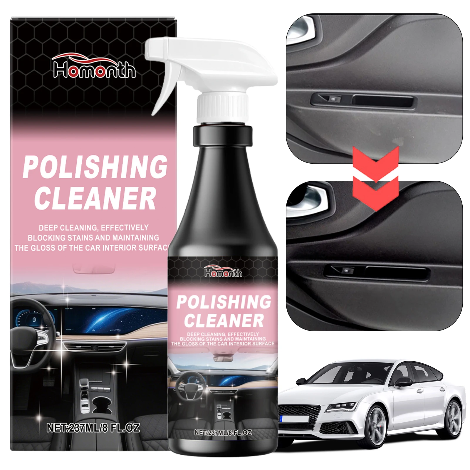 

Спрей для чистки автомобиля Многоразовый спрей для чистки кожи Средство для полировки салона автомобиля для детализации салона автомобиля