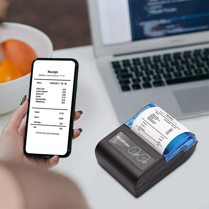 Thermal Printer Mini Portable Printer 58MM Mobile Pocket Bluetooth Wireless Receipt Printer Window Android iOS For Small Busines