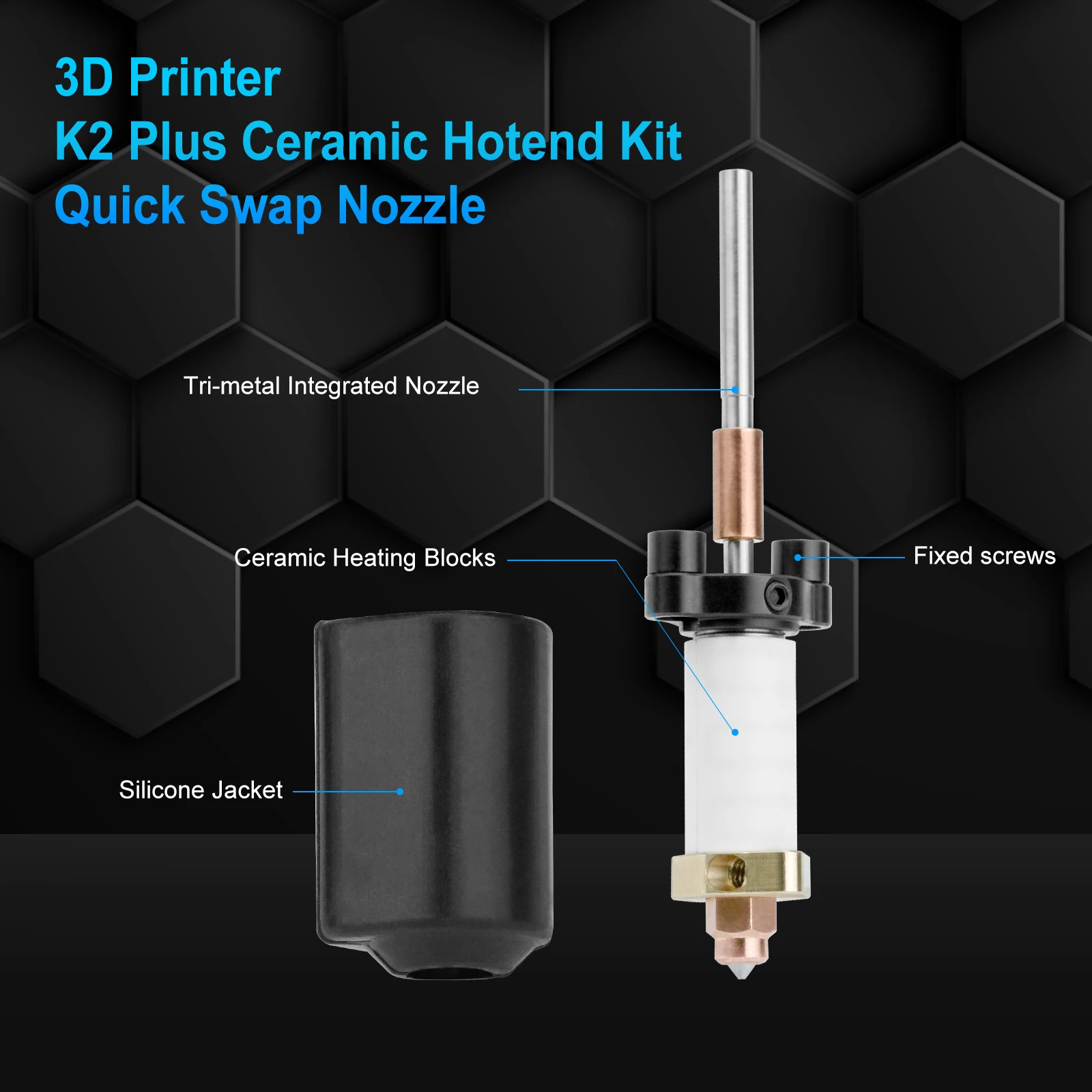 

Creality K2 Plus Ceramic Heating Block Hotend Kit Quick Swap Nozzle 350°C High Temperature Resistance for 3d Printer Extruder