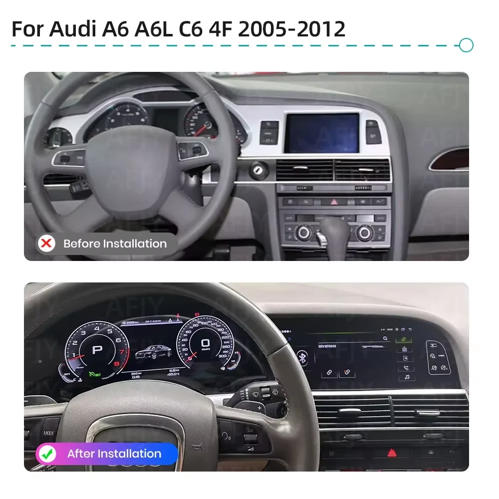 For Audi A6 A6L C6 4F 2005-2012 Android Auto Car LCD Dashboard Digital Cluster Virtual Cockpit Car Wireless Carplay Radio