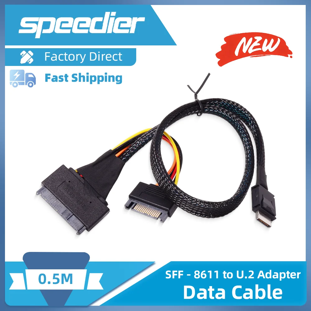Mini SAS Oculink 4I High-Speed PCIE 4.0 SFF-8611 To 8639 U.2 Hard Disk Data Cable Data Cable SFF8611 To SFF8639 Hard Di
