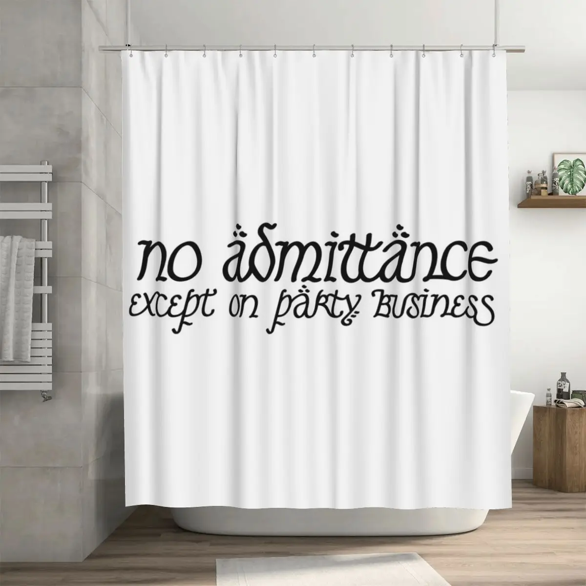 No Admittance Except On Party Business Shower Curtain Bathroom Polyester Waterproof Bath Curtains with Hooks