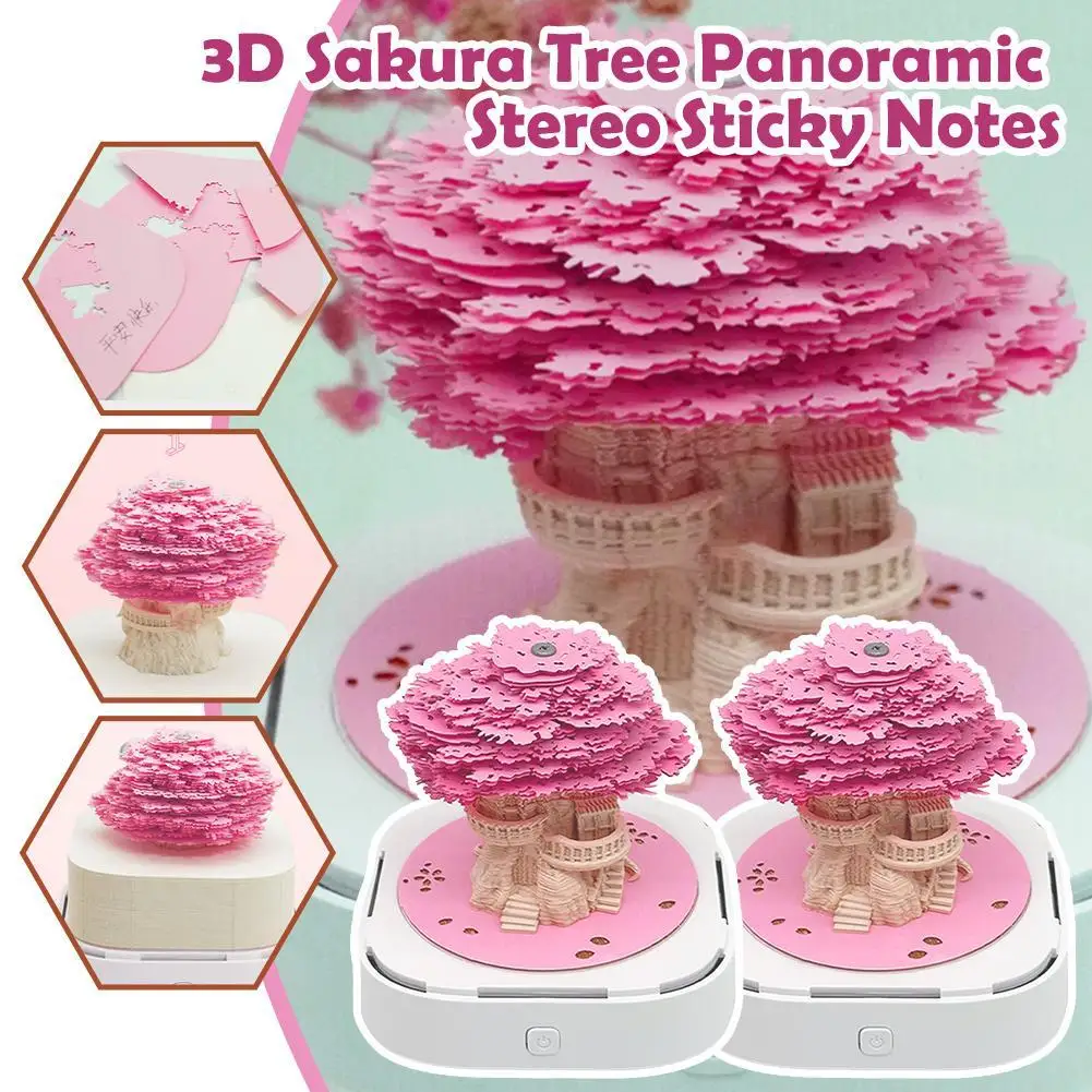 

3D Cherry Blossom Tree Panoramic Calendar Notepad Creative Three-dimensional Hand-torn 2025 Desk Calendar Home Furnishings