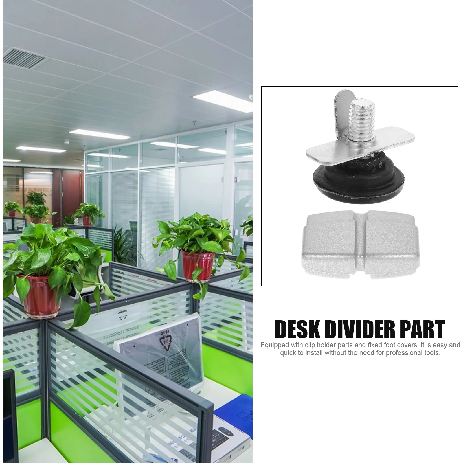 Office Desk Screen Foot Mat Fix Feet Metal Jointing Plates Desk Divider Board Feet Parts Hardware Fixation Supplies