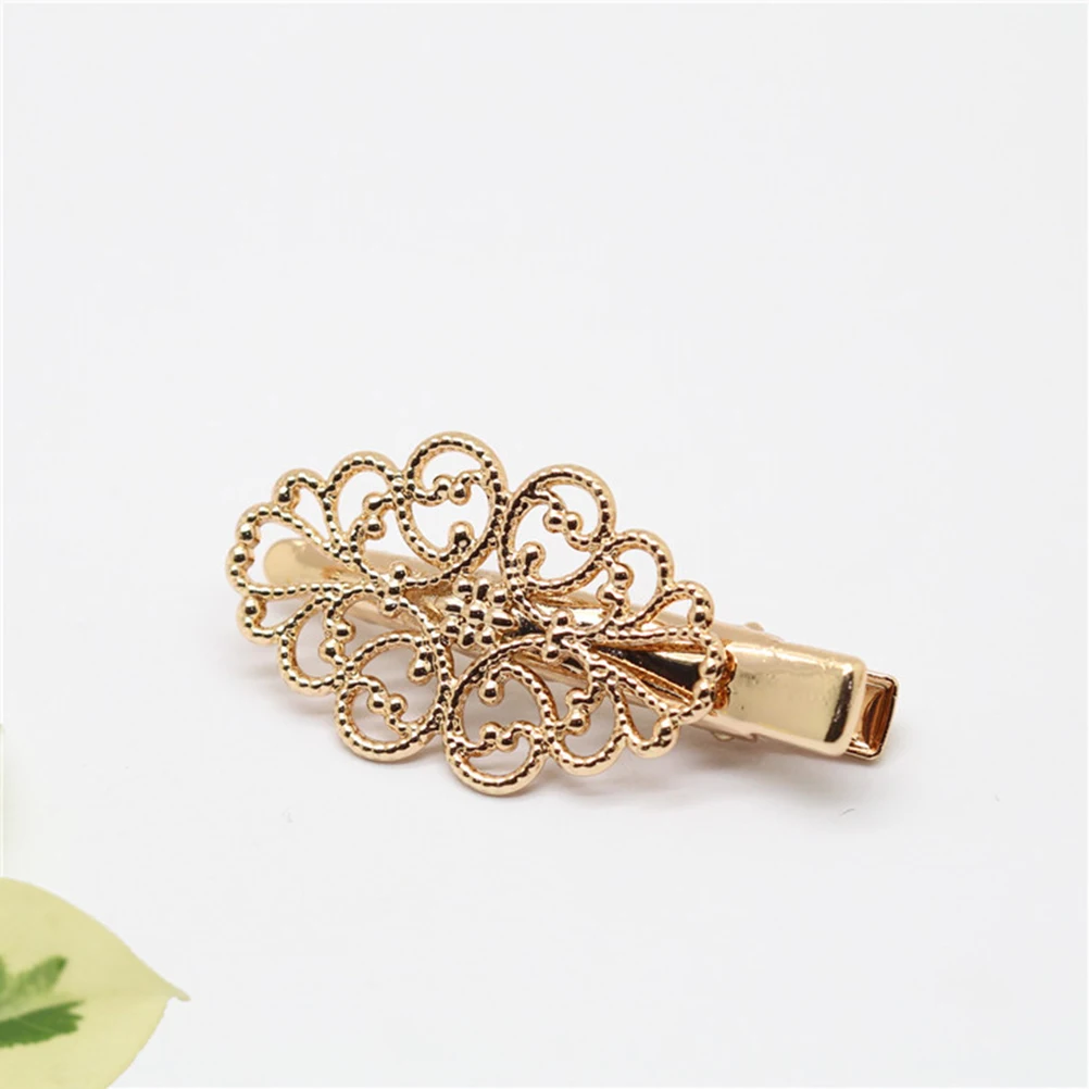 

3 PCS Hair Clip Duckbill Women Pin Brass Retro Hairpin Gold and Silver Hollow Clips