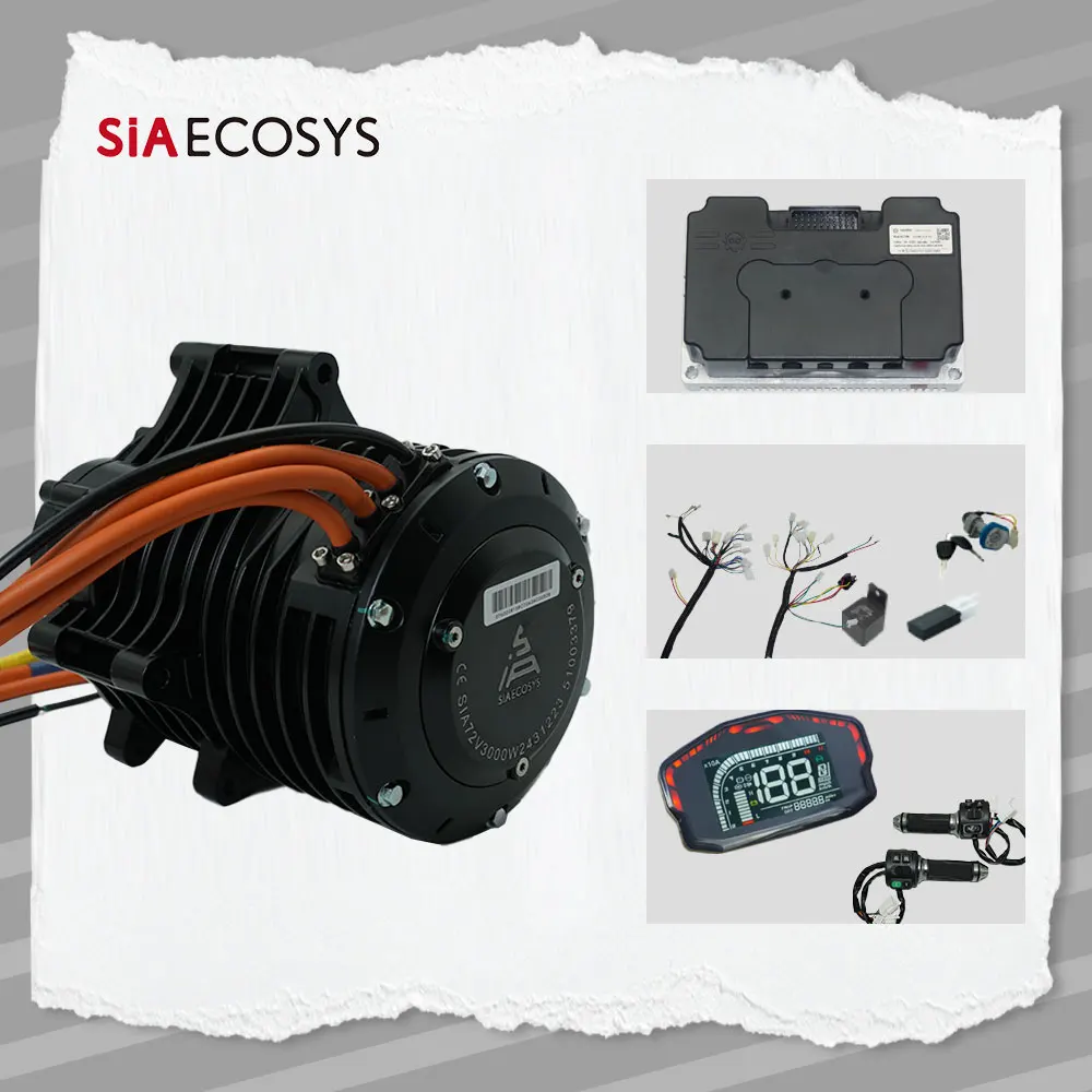 

New Electric Motorcycle Kits QS 138 70H 3000W V3 PMSM Mid Drive Motor With Fardriver ND72680 Controller Kits