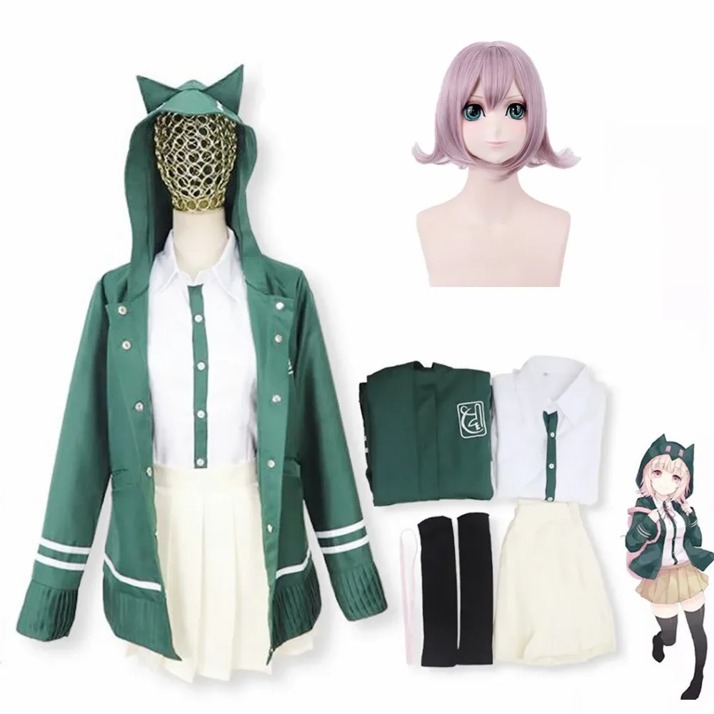 

Danganronpa 2 Nanami ChiaKi Cosplay Costume Girls Hooded JK uniform Full set And Wig