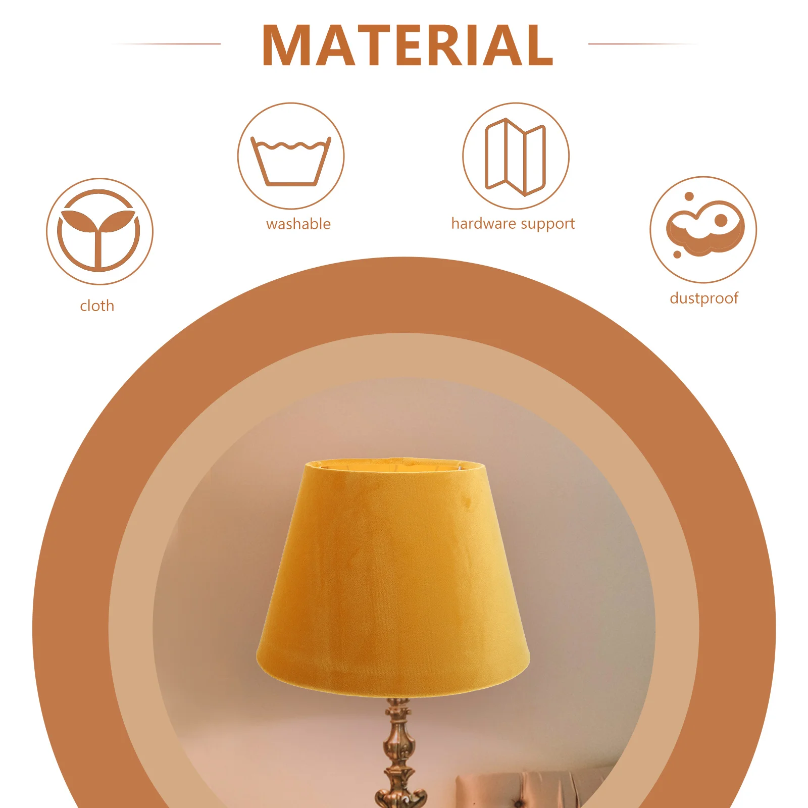 

Golden Lampshade Fabric Country Decor Shades for Table Decorative Lampshades Adapter