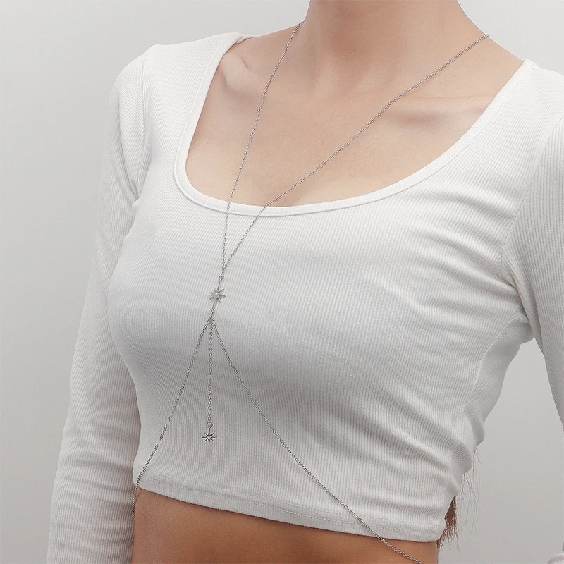 New Simple Summer Bikini Chest Chain Harness Chain Jewelry Charm Body Necklaces Chain For Women Fashion Jewelry Gift