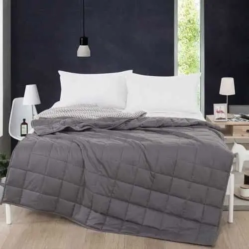 100% Cotton Weighted Blanket Thick Filling Breathable Soft Cozy Heavy for Adults Kids Bedroom Sleeping Relaxing Calming Gray