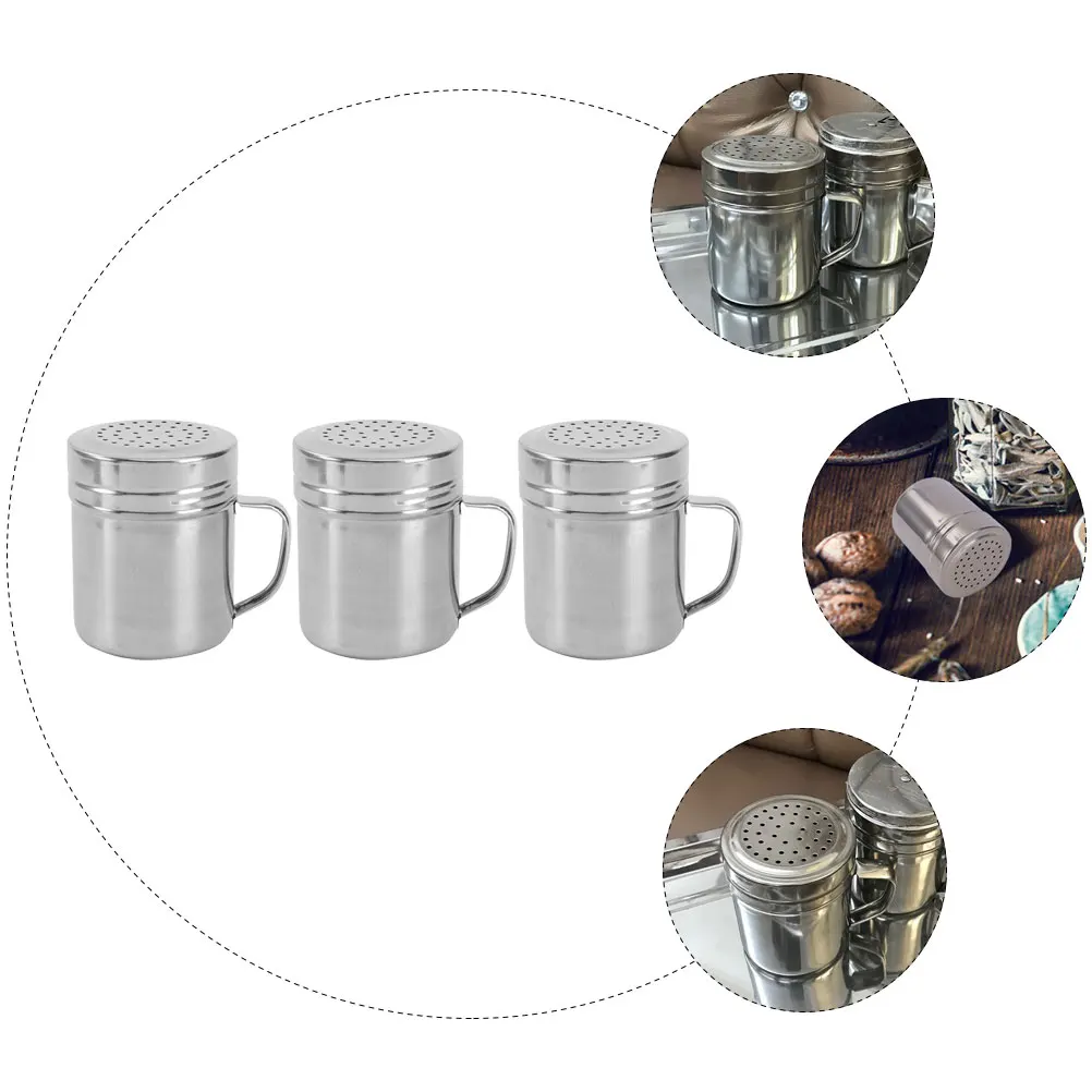 

3 Pcs Stainless Steel Seasoning Jar Set Shaker for Spices Condiment Jars with Lid Flour