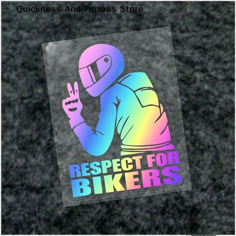 【MO】Respect For Bikers Waterproof Car Sticker Multi Color Choices Perfect For Motorcycle Helmet Laptop Decor