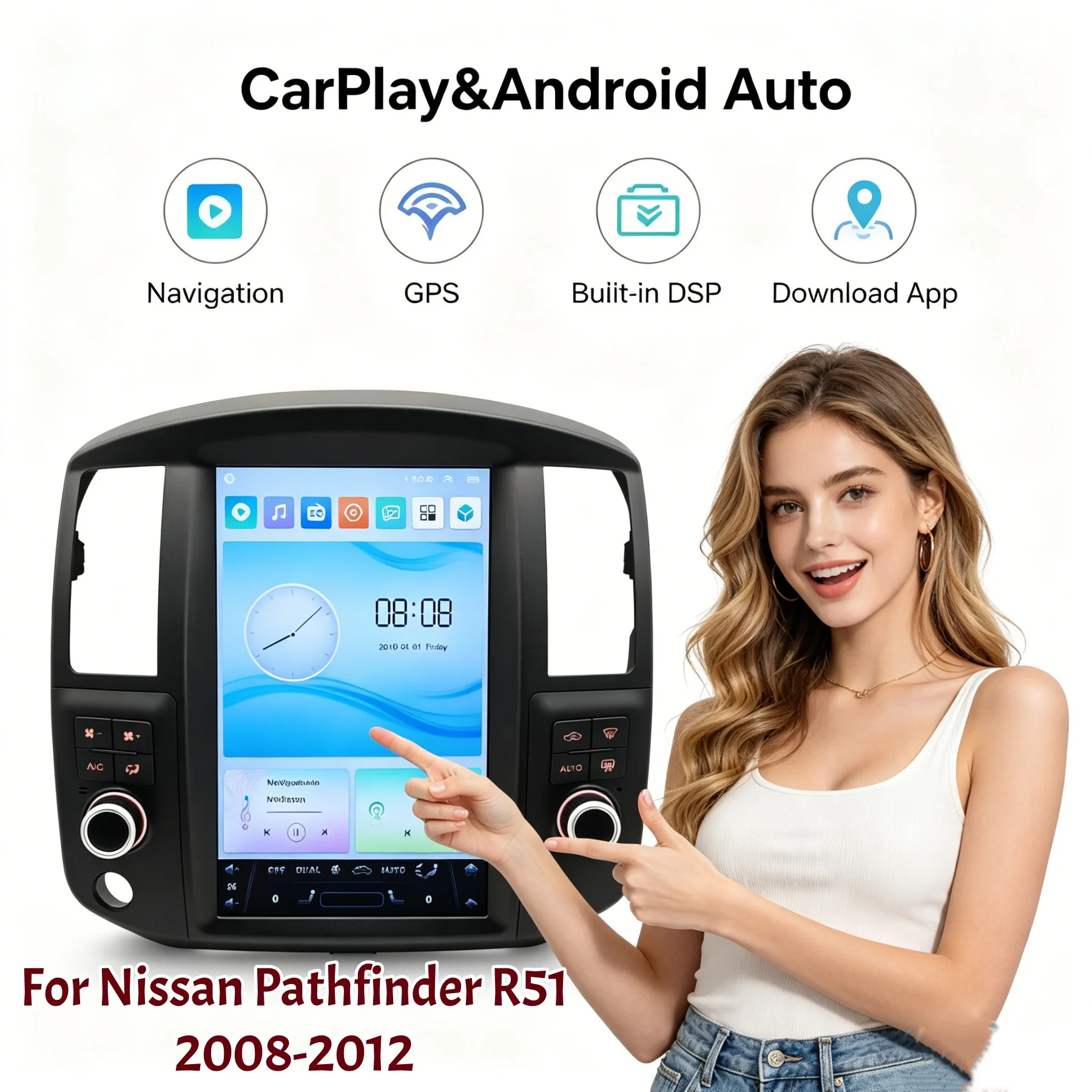 

12.8 inch Touch Screen Car Multimedia Video For Nissan Pathfinder 2008-2012 Android Stereo GPS Wireless CarPlay Head Unit 4G