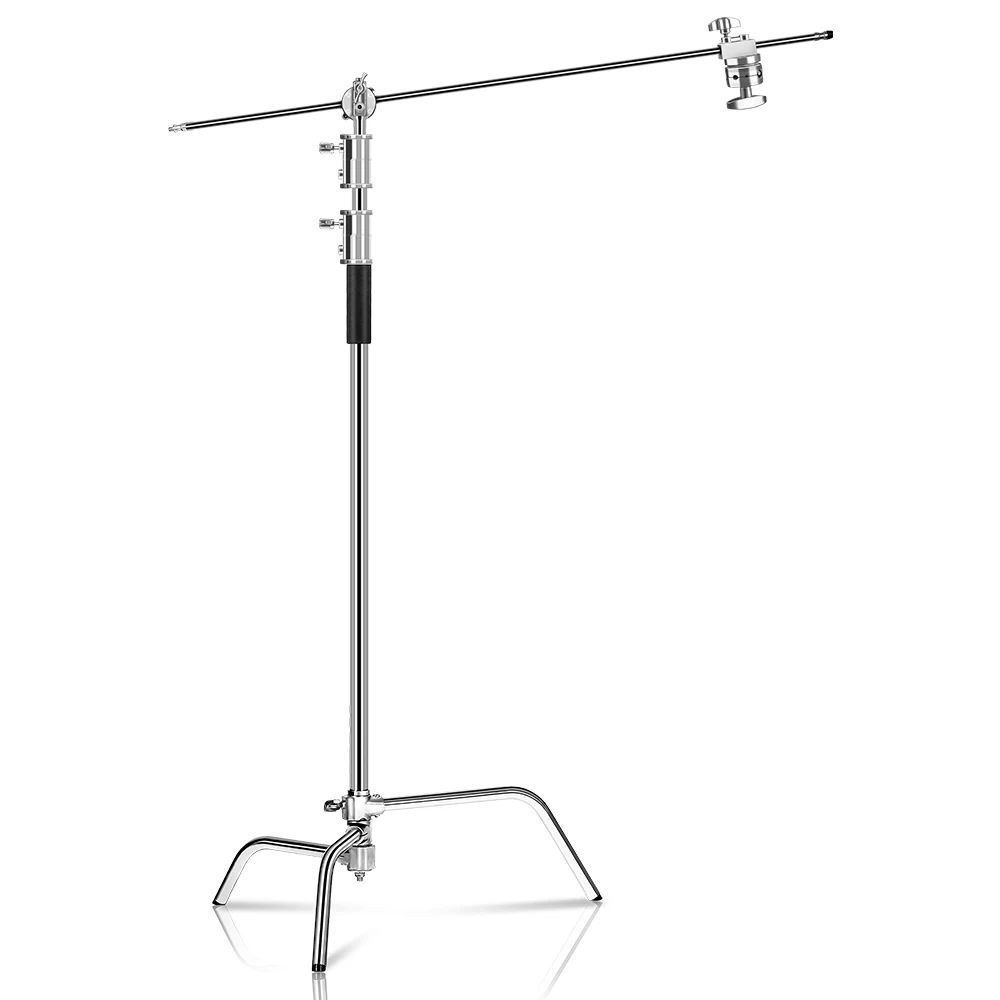 Metal 8.5ft/260cm Adjustable Reflector Stand with 3.5ft/107cm Holding Arm and 2 Pieces Grip Head for Photography Studio light