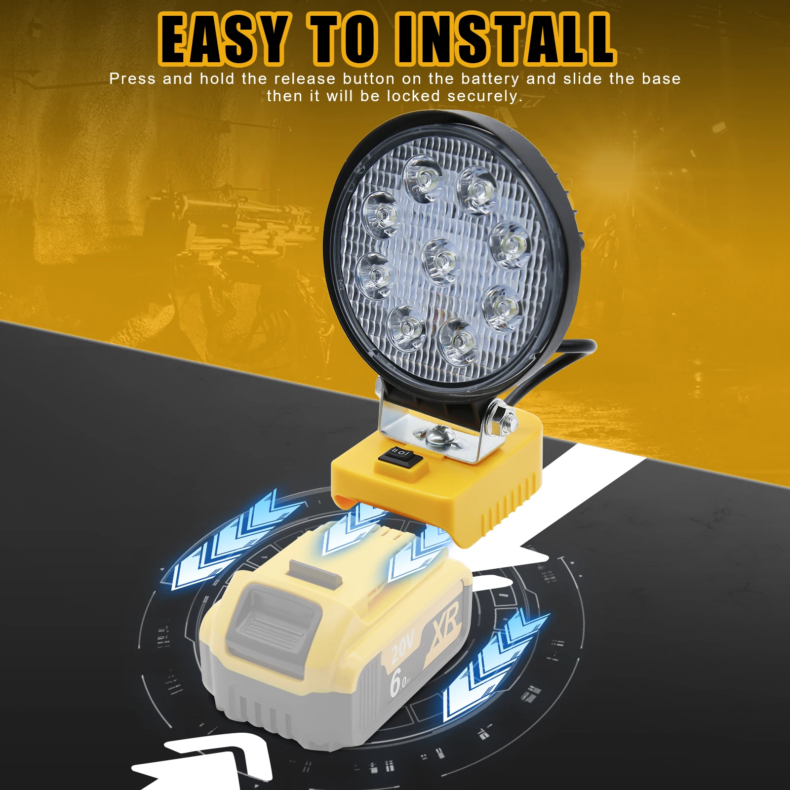 Para dewalt dcb200 18v bateria 27w trabalho luz led 6500k para dewalt dcb200 dcb609 3.0ah 4.0ah 6.0ah 9.0ah ferramenta bateria acessórios