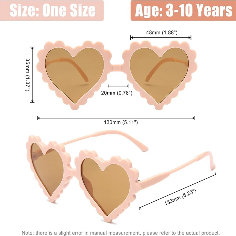 어린이 하트 모양 선글라스, 자외선 400 차단, 귀여운 패션 소녀, 재미있는 액세서리, 야외 파티 해변, 3-10 세 어린이