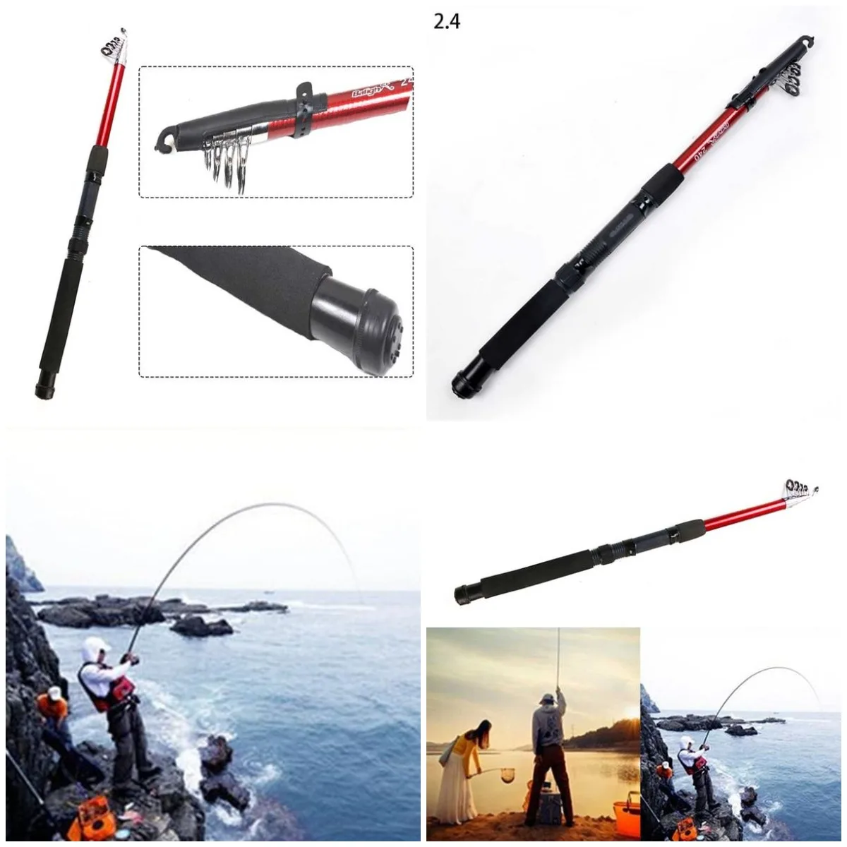 

Маленькая и портативная морская удочка из стекловолокна 2,4 м