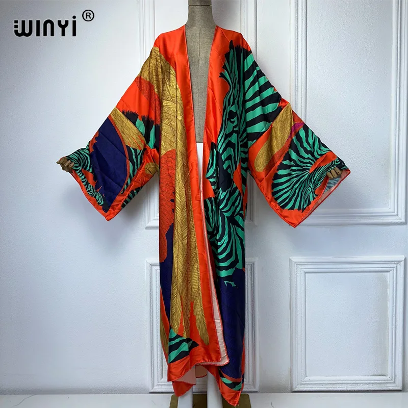 

WINYI new Kimono Summer National wind print Cardigan Female Blouse abaya dubai luxurybeach cover up african dresses for woman