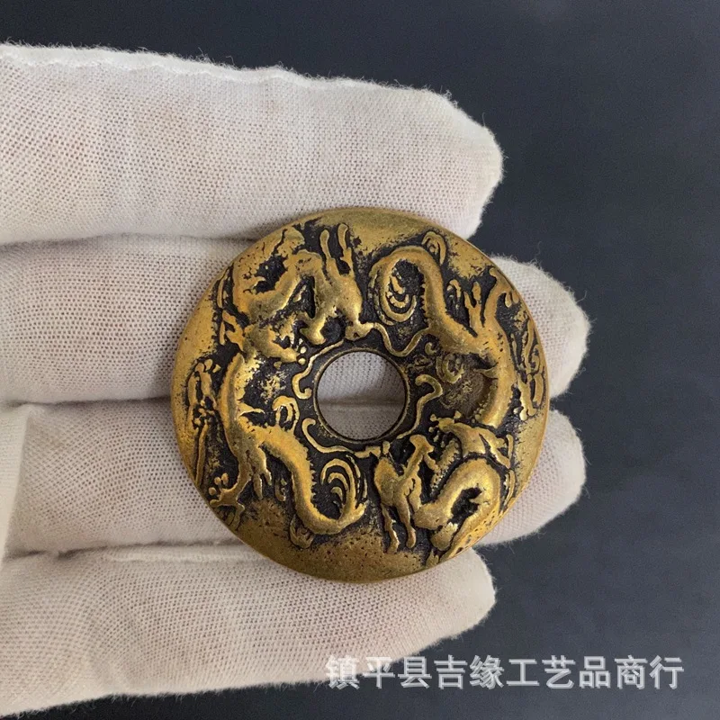 Wholesale Price of Two Pieces Ancient Coins Lucky Birthday Dragon Style Flower Coin Big Money Jiyu Money round Hole Ancient Craf