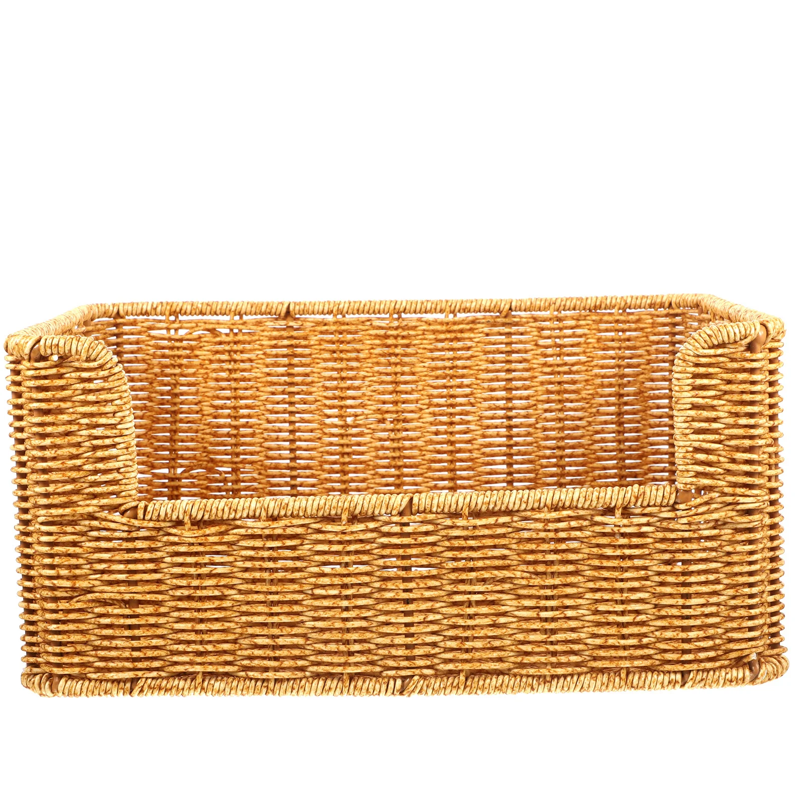 

Woven Imitation Rattan Storage Basket Desktop Basket for Books Files Snacks Kitchen Organizer Household Woven Box