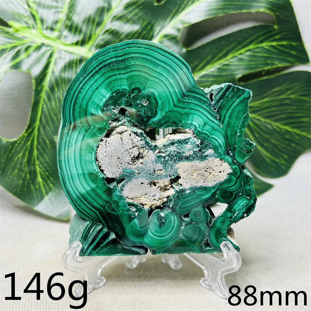 Zambia Gemstone Silicon Malachite Original Mineral Specimen Slice Home Room Decoration Gift Crystal Energy Spirit Stone Healing