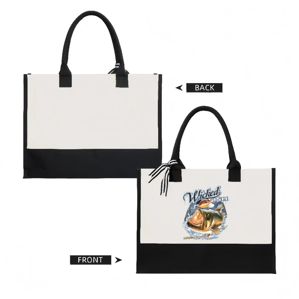 باس صيد السمك الشريرة 2026 وصول جديد موضة عملية واسعة قابلة لإعادة الاستخدام حمل حقيبة نمط طباعة 2 لهجة الثقيلة كبيرة Sho #2