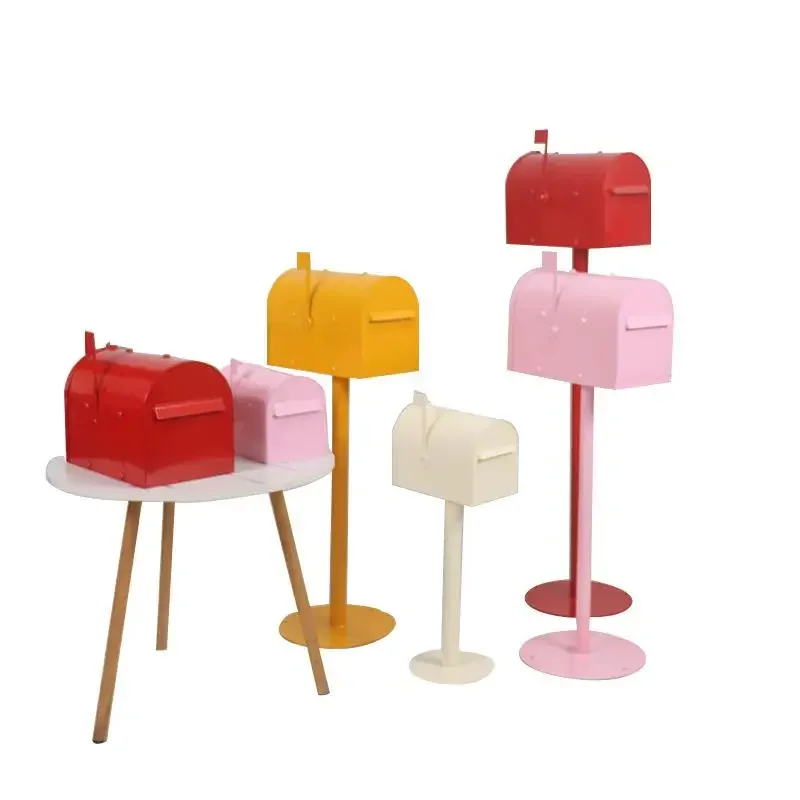 

Retro wrought iron European mailbox ornament, creative home garden floor decoration mailbox
