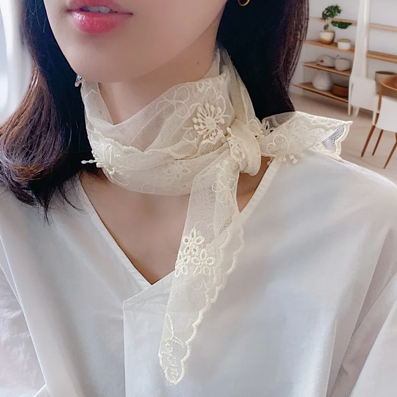 

Lace Headband Streamer Light Literary and Retro Long Ribbon Belt Decorative Scarf Fashionable Small Silk Multi-functional