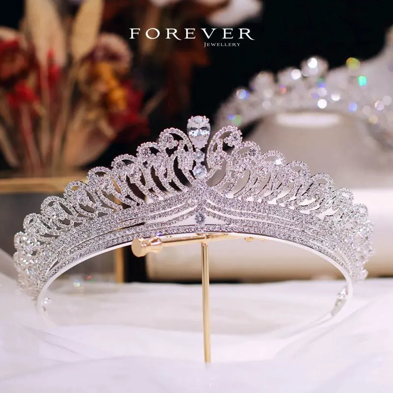 CC Tiaras and Crowns Women Hair Accessories Wedding Hairbands Bridal Dress Engagement Jewelry Shining Crown Pageant Diadem FO010