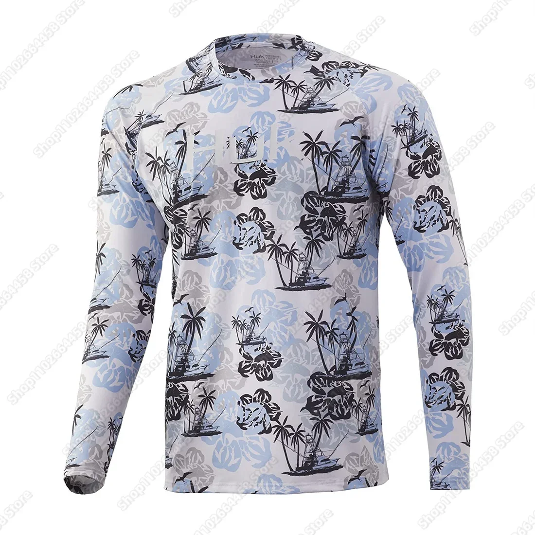 

HUK Fishing Shirts Men Sun Protection Hoodie Mask All-in-one Fishing Clothing Ropa Pesca Hunting Camping Angling T-shirt Upf 50+