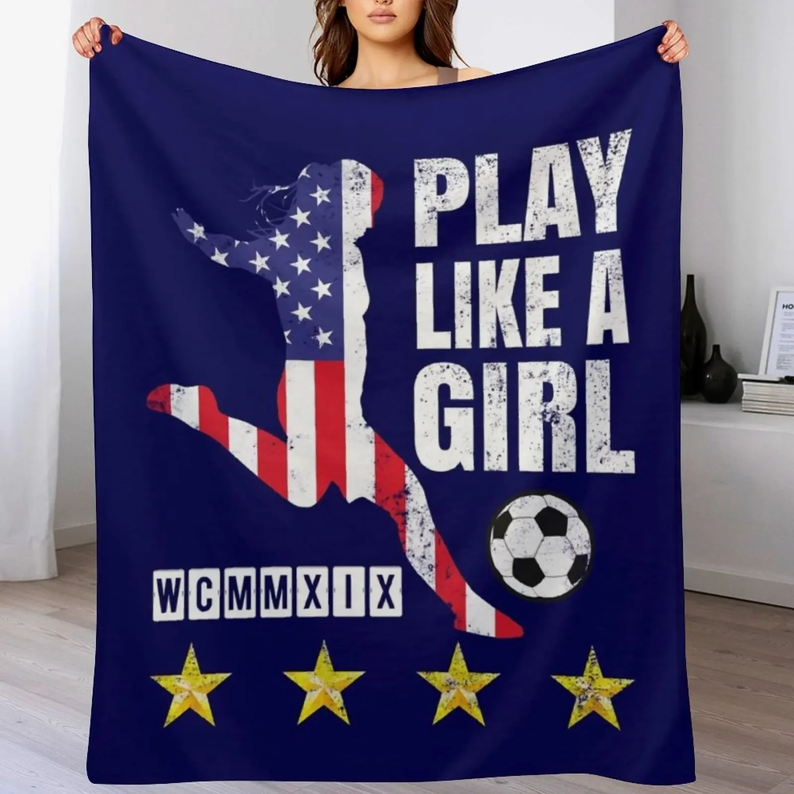 

Play Like a Girl USA United States Women's 2019 Gift Throw Blanket Retros Heavy Blankets For Baby Blankets