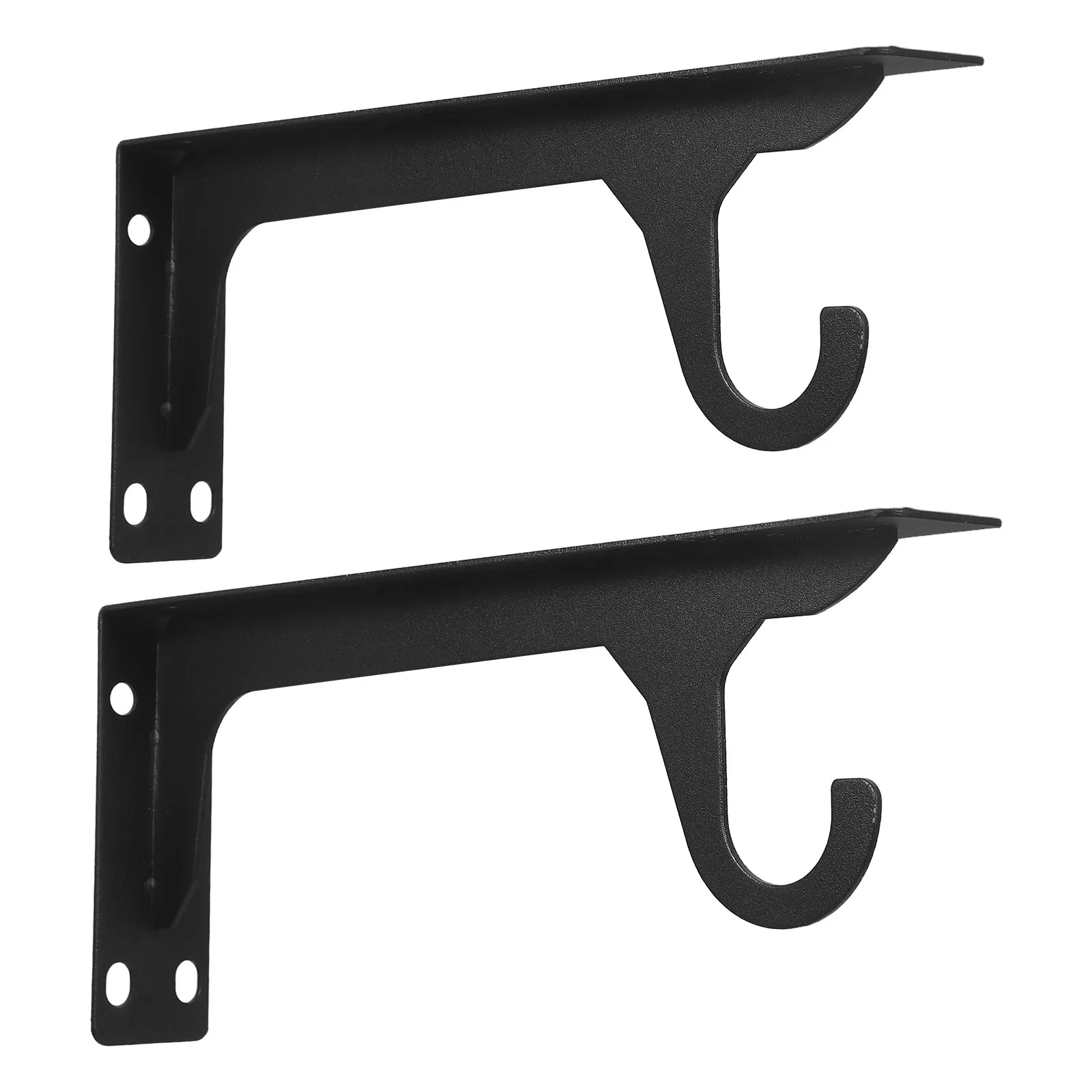 

2Pcs Closet Rod Holder Brackets Metal Shelf Supports Wall Mounted Heavy Duty Closet Rack Shelf Bracket Hooks Wardrobe Black