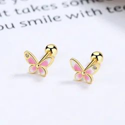 Korean Cute Zircon Tragus Piercing Helix Butterfly Studs Earrings for Women Trendy Ear Piercing Body Jewelry Accessories