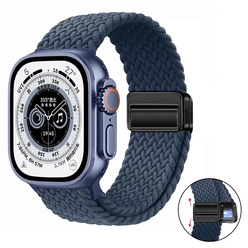 Nylon-Geflochtenes Schlaufenarmband für Apple Watch Ultra 4/3 49mm 12 11 10 46mm 42mm 9 8 7 45/41mm Magnetisches Armband iWatch 6 SE 44/40mm Gürtel – Detail 13
