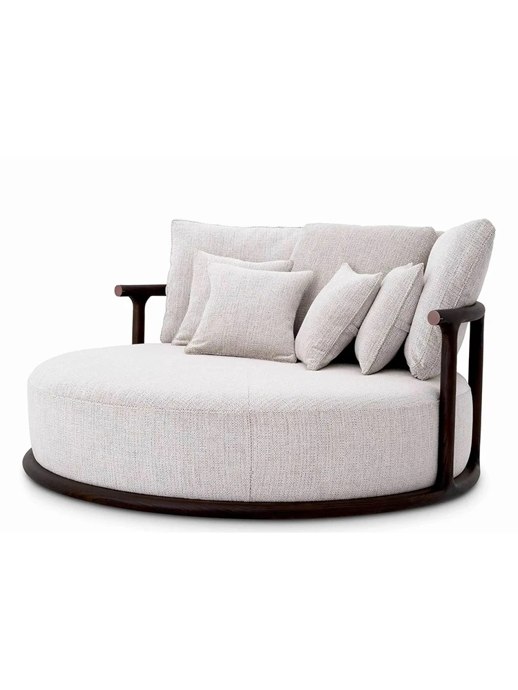 Italy imported high-end original fabric cotton linen sofa designer lazy person single sofa chair round