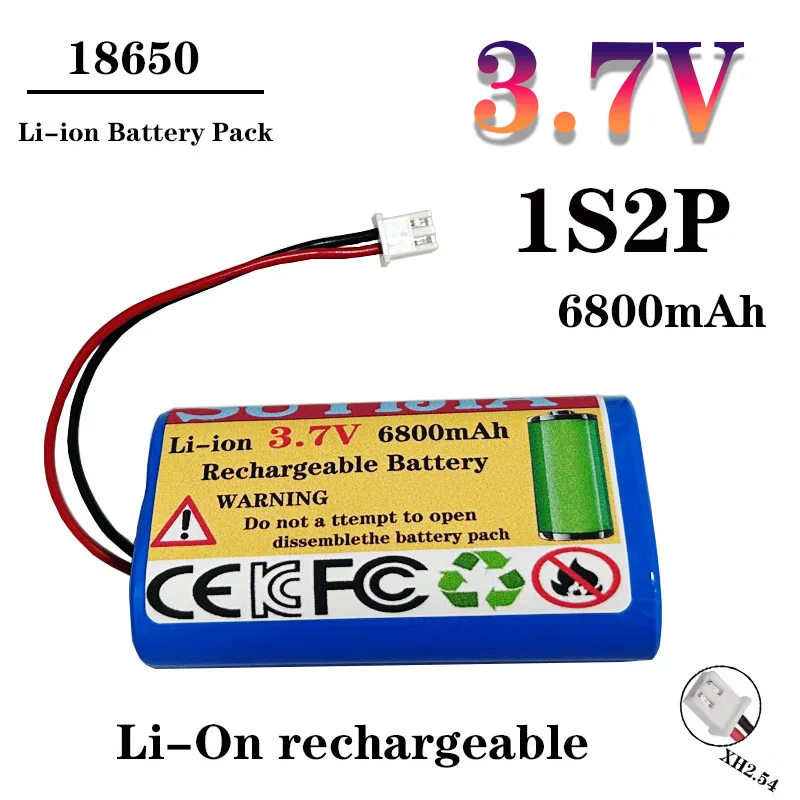 

1S2P 18650 3.7V 6800mA Li-ion battery with 2P plug built-in BMS for RC helicopter power tool backup battery