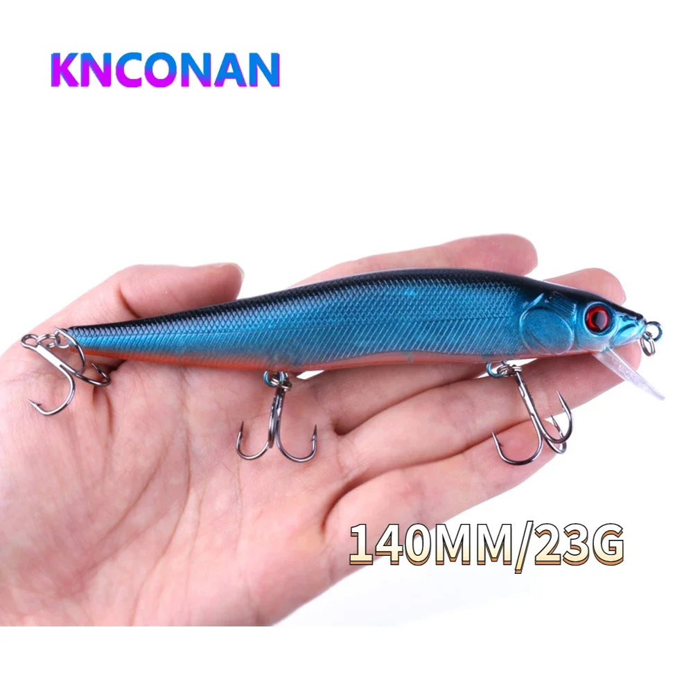 KNCONAN 140MM 23G Big Tide Minnow fishing lure floating jerkbaits japan fishing tackle big minnow fish seawater fishing lures