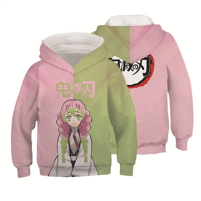 Kawalii Cartoon Hoodie Children Clothes Girl Fashion Print 2024 Kids Hoodies Full Sleeve Sweatshirts Demon Slayer Outdoor Tops