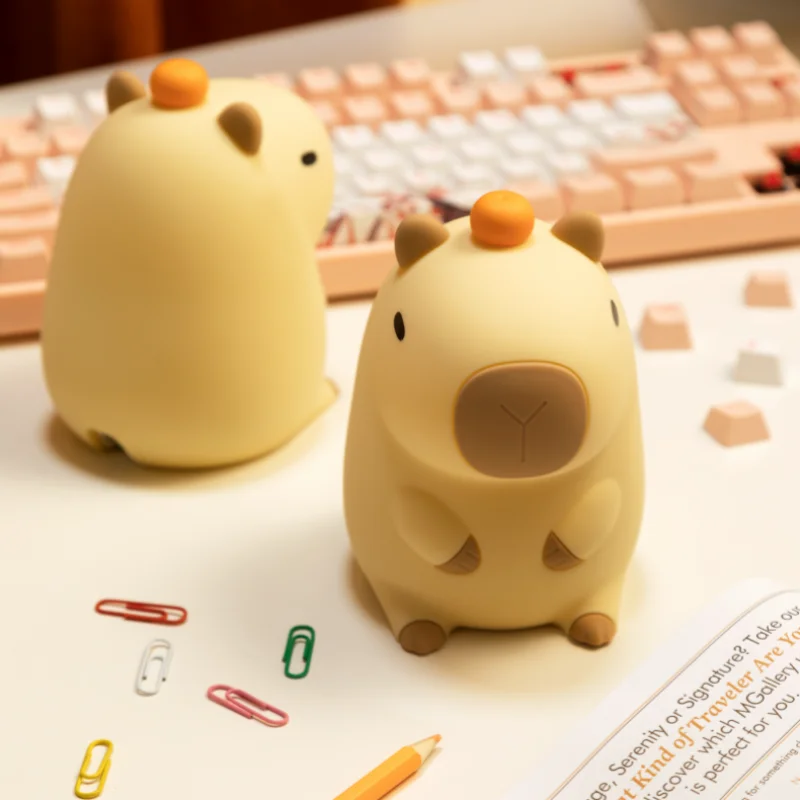 LED Silicone Capybara Night Light, Cute Cartoon Animal Lamp, USB Recarregável, Sensor de toque, Lâmpada de dormir, Decoração do quarto, Presentes para crianças