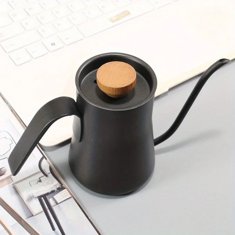 304 الفولاذ المقاوم للصدأ صب أكثر من غلاية القهوة مع ميزان الحرارة ، صانع القهوة ، غلاية بالتنقيط للمطبخ ، 19 أوقية ، 550 مللي ، 1 قطعة