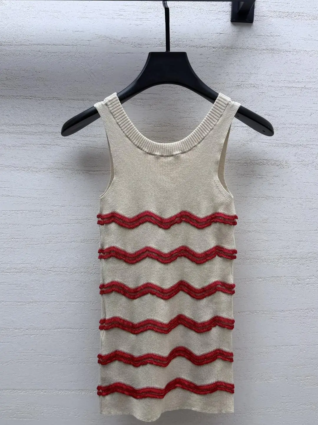 Women Summer New Color Block Wave Stripe Knit Vest, Slim Fit Versatile Sleeveless Top with Matching Long Dress Set