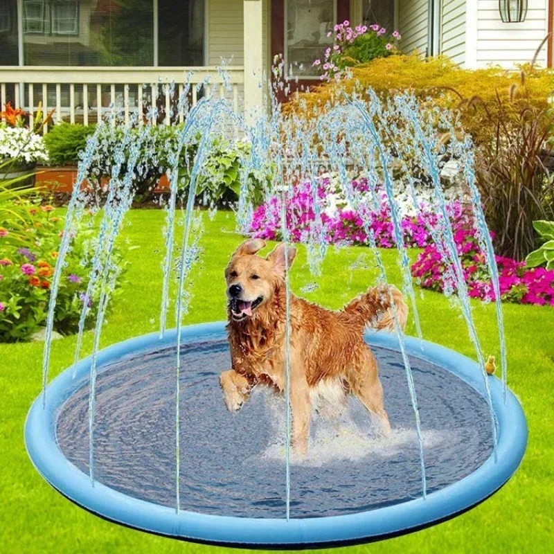 Thickened Non-Slip Pet Spray Pad, Inflatable Water Spray Mat, Summer Cool Dog Bathtub for Dogs, Cooling Mat, Swimming Pool