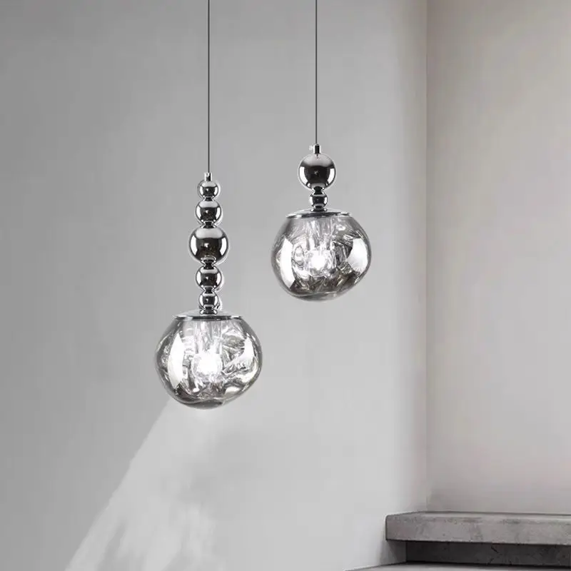 

Restaurant Bar Chandeliers Nordic Light Luxury Ball Chandelier Bedroom Chandeliers Line Light Bedside Eye Protection Lava Lamps