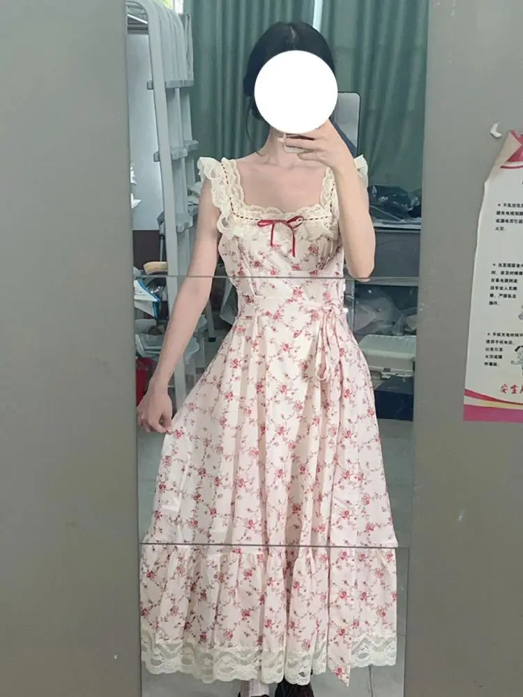 

Sweet Floral Mid Length Dress for Women Summer 2025 Fashionable Elegant and Slimming, with A Lace Up Plus Size Dress for Women