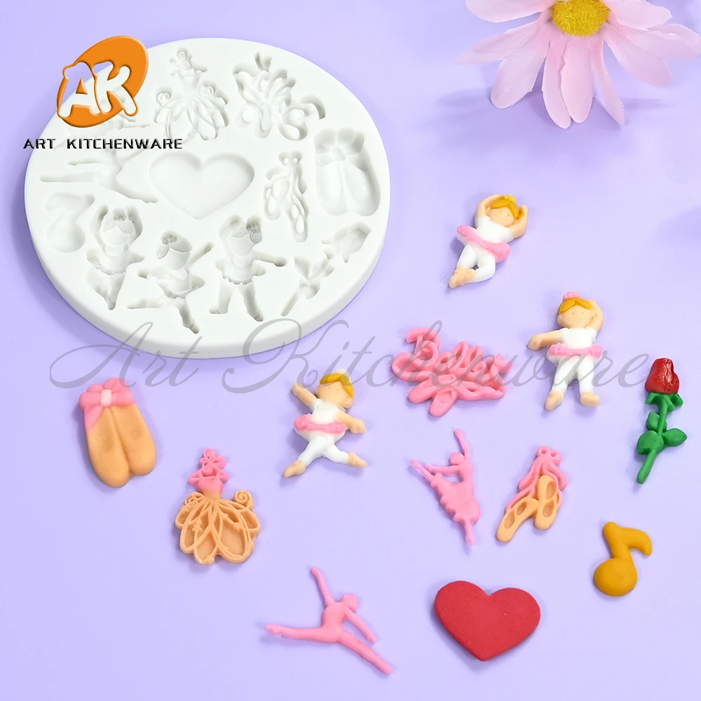 Ballet Girl Design Fondant Silicone Mold Soft Sweets Chocolate Mould Cake Decorating Tools DIY Resin Clay Model Kitchen Bakeware